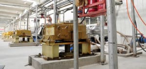 Damaged concrete under machinery