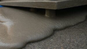 Grout flowing under baseplate